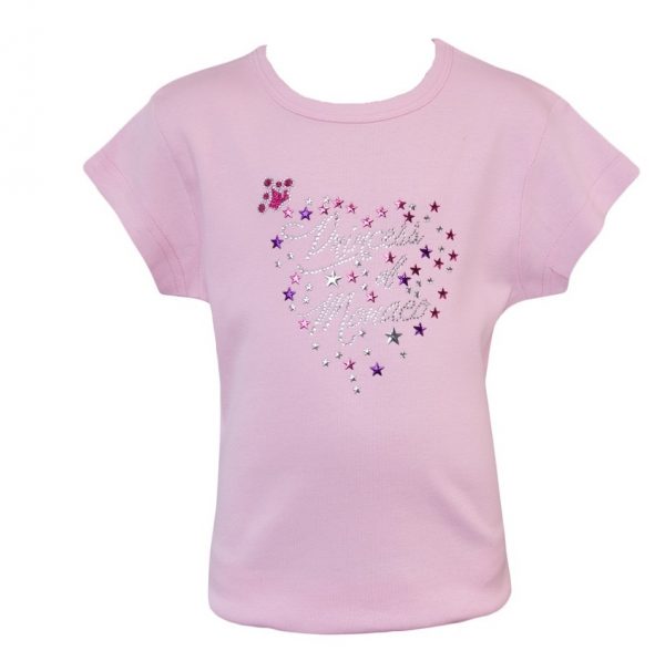Girl T-Shirt Monaco Princess Heart And Stars Pink Front