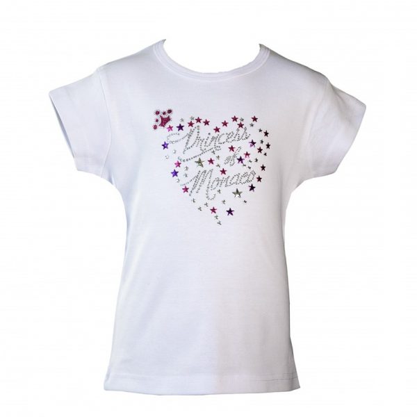 Girl T-Shirt Monaco Princess Heart And Stars White Front