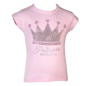 Girl T-Shirt Monaco Princess Leopard Crown Pink Front