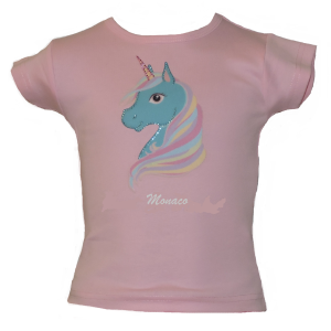 Girl T-Shirt Turquoise Unicorn Monaco Pink