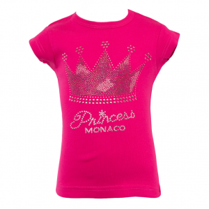 T-Shirt Princess Monaco Leopard Crown Fuchsia Front
