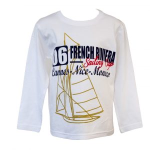 Kid T-shirt Longsleeves Monaco French Riviera Sailing White Front