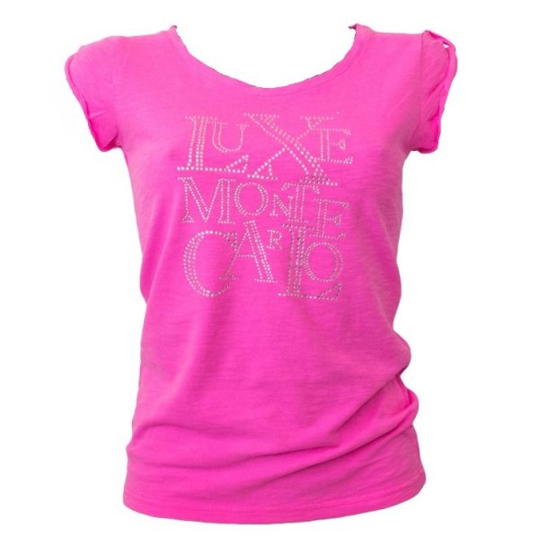 Women T-Shirt Luxe Monte Carlo Neon Pink Front