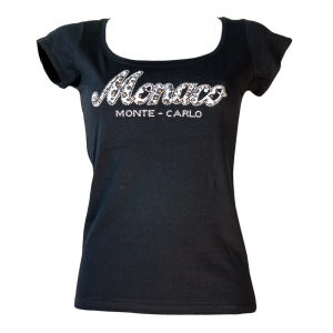Women T-Shirt Monaco Monte-Carlo leopard Black Front