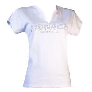 Women T-Shirt Monaco Studs White Front