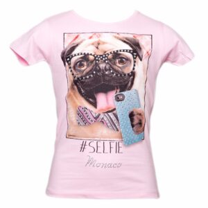 T-Shirt Dog Selfie Monaco Pink