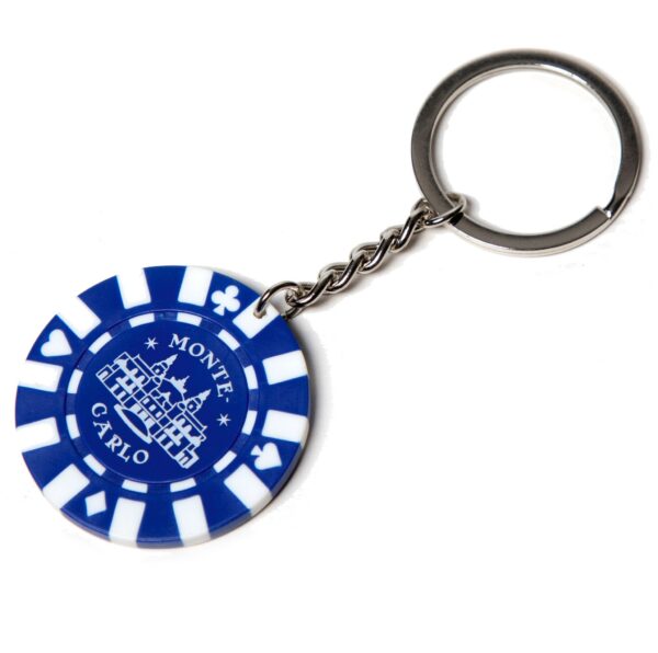 Monaco Blue Poker Chip Keychain