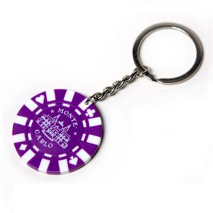 Monaco Purple Poker Chip Keychain