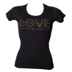 Women T-Shirt Love Monaco Hearts Black