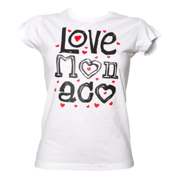 Women T-Shirt Love Monaco Hearts White