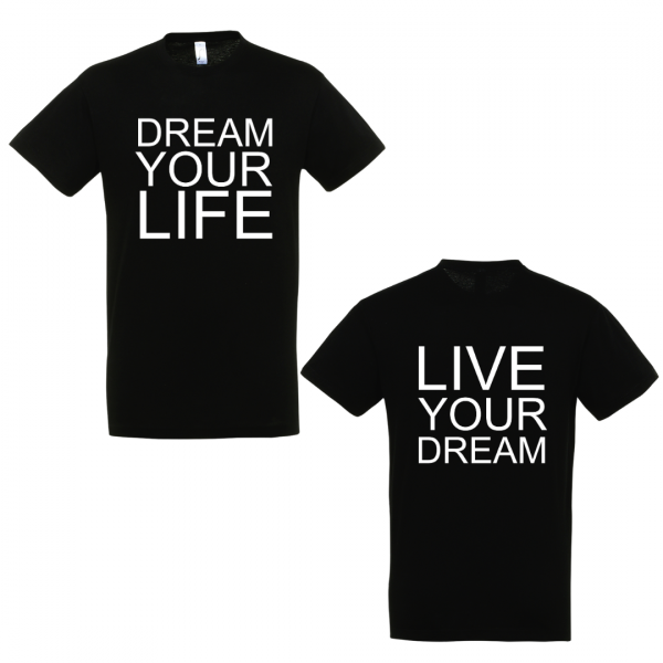 ADULT T-SHIRT DREAM YOUR LIFE DOUBLE FACE BLACK