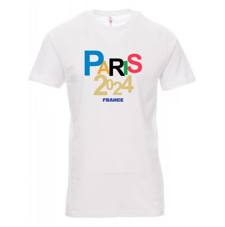 TSHIRT JO PARIS 2024 jaune volontaire centre aquatique Saint Denis EUR