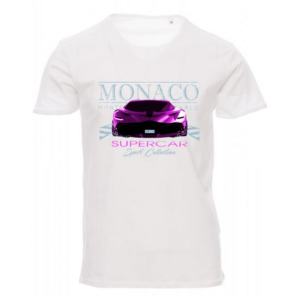 Men tshirt monaco supercar white